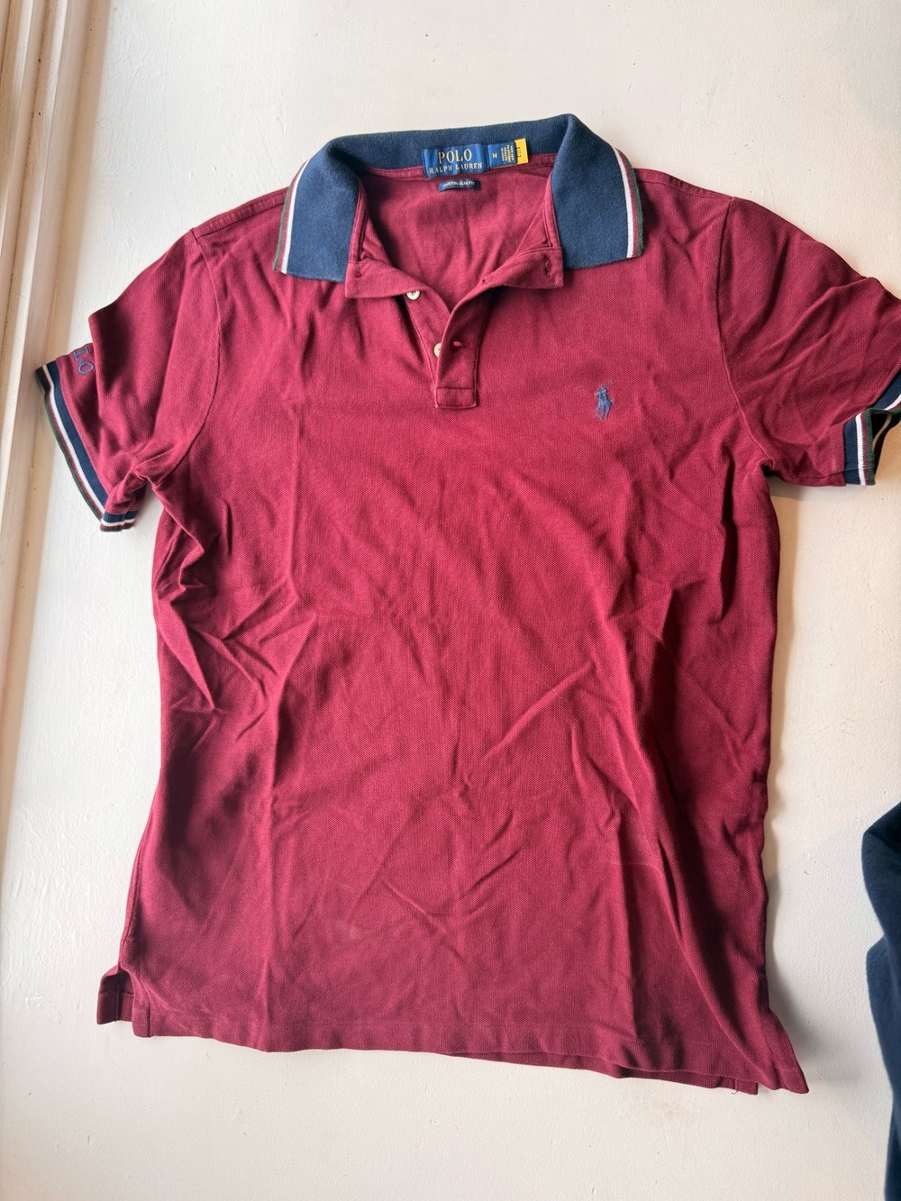 Ralph Lauren Burgundy Polo with Navy Contrast Collar